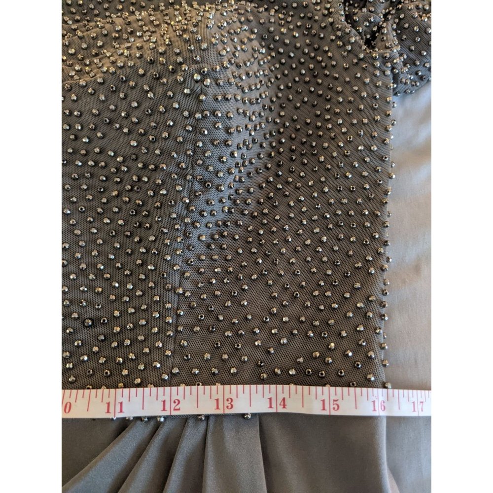 NWT La Femme Beaded Column Gown 12 Platinum Mother Of The Bride 24895 $528 - Picture 11 of 12